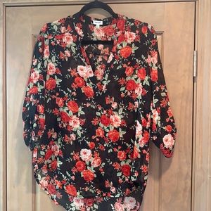 Women’s black and red floral size small blouse